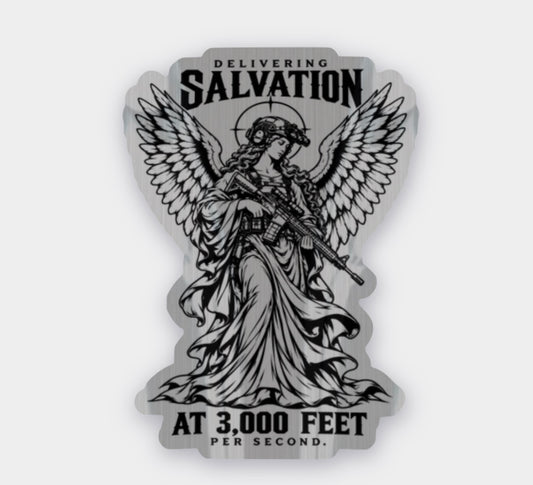 Delivering Salvation Angel Sticker 3,000 Feet Per Second, Military Angel Decal